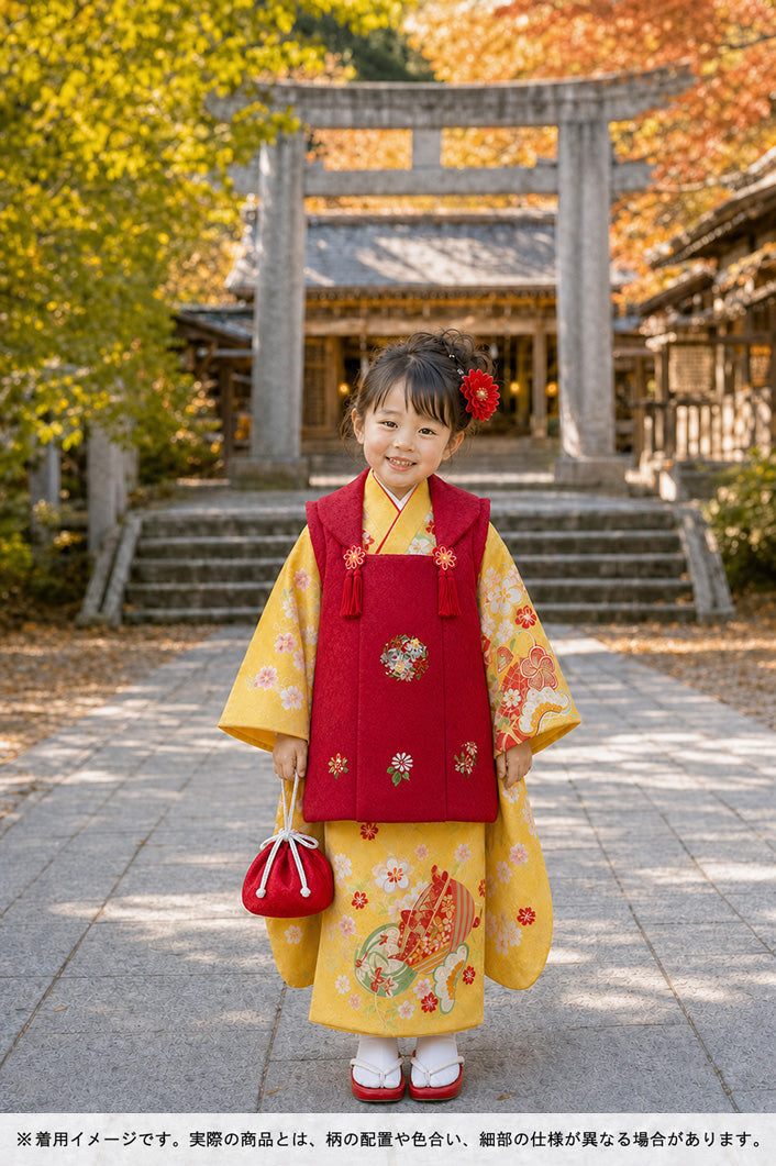 七五三 着物 3歳 女の子【正絹】着物 被布セット 新品 73jc2035