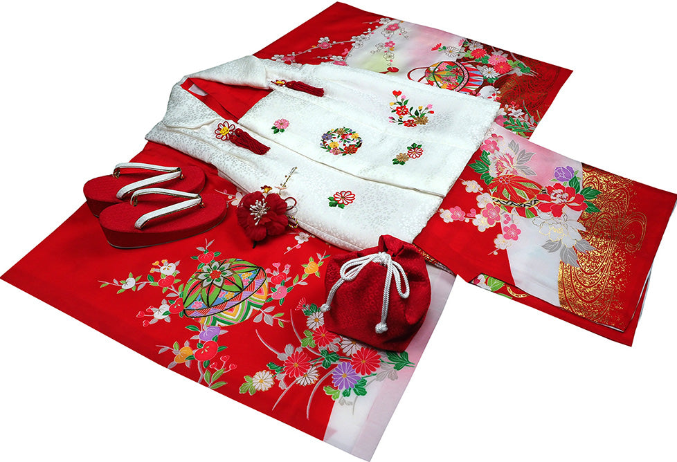 七五三 着物 3歳 女の子 正絹 着物 被布セット 新品 73jc1013