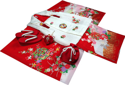 七五三 着物 3歳 女の子 正絹 着物 被布セット 新品 73jc1013
