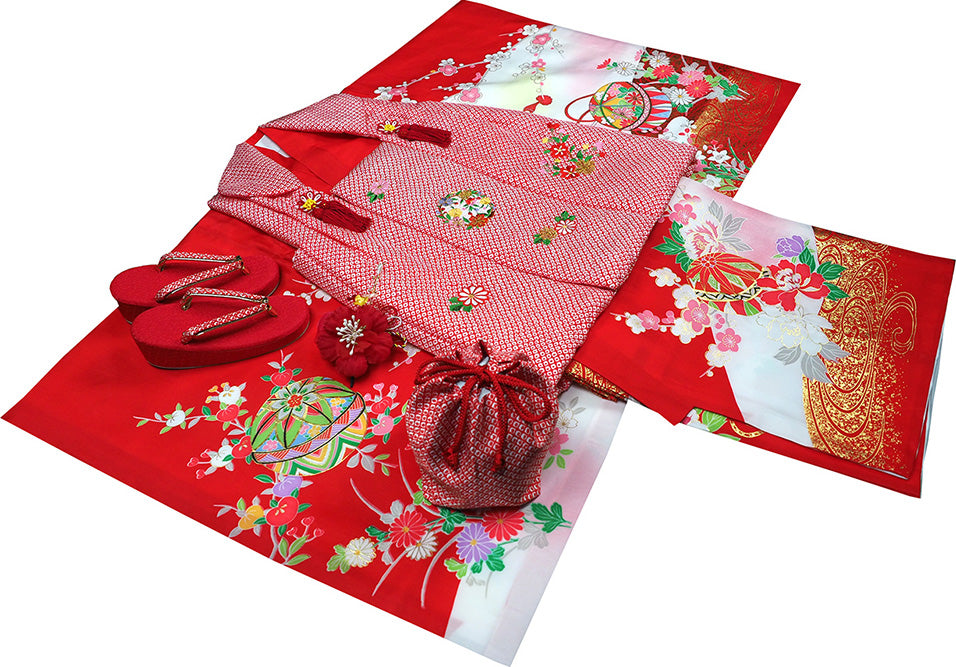七五三 着物 3歳 女の子 正絹 着物 被布セット 新品 73jf1013