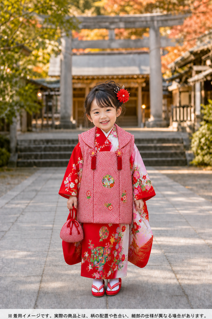 七五三 着物 3歳 女の子 正絹 着物 被布セット 新品 73jf1013