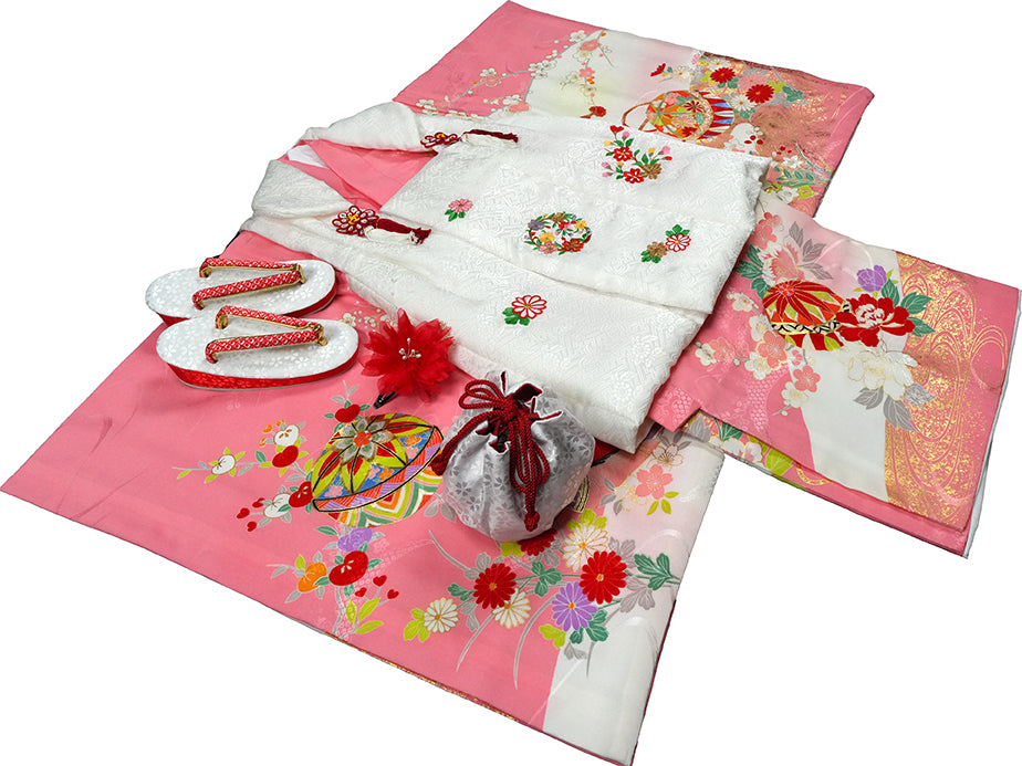 七五三 着物 3歳 女の子【正絹】着物 被布セット 新品 73jc1015