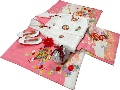 七五三 着物 3歳 女の子【正絹】着物 被布セット 新品 73jc1015