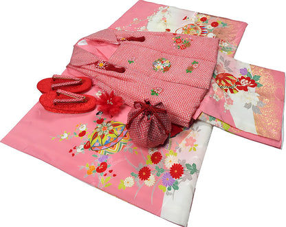 七五三 着物 3歳 女の子【正絹】着物 被布セット 新品 73jd1015