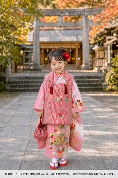 七五三 着物 3歳 女の子【正絹】着物 被布セット 新品 73jd1015