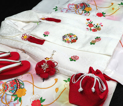 七五三 3歳 女児 女の子 正絹 三歳 被布セット 新品73jb1207