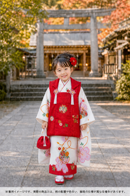 七五三 着物 3歳 女の子 正絹 着物 被布セット 新品 73jc1207