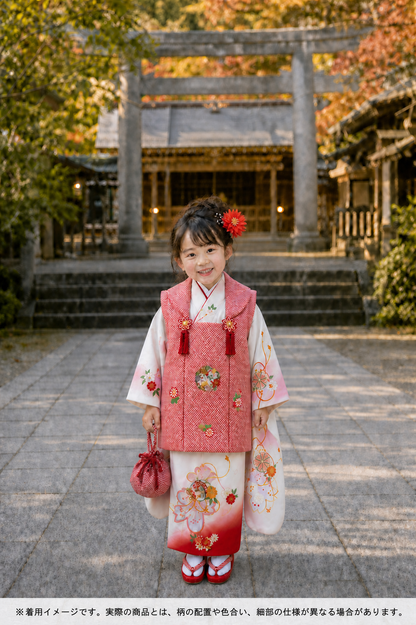 七五三 着物 3歳 女の子 正絹 着物 被布セット 新品 73jd1207