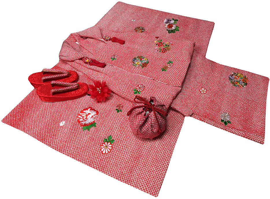 七五三 着物 3歳 女の子【正絹】着物 被布セット 新品 73je3905