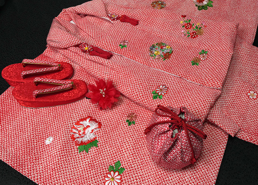 七五三 着物 3歳 女の子【正絹】着物 被布セット 新品 73je3905