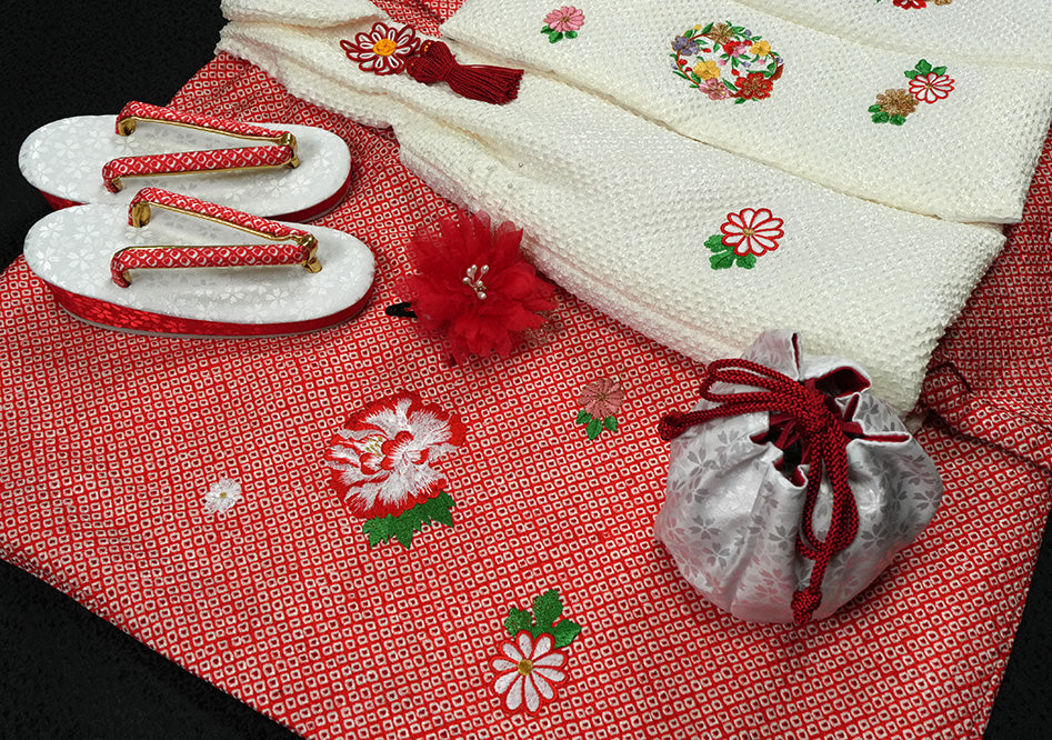 お宮参り 着物 女の子 正絹 祝着 初着 産着 のしめ 絞り 新品 j907