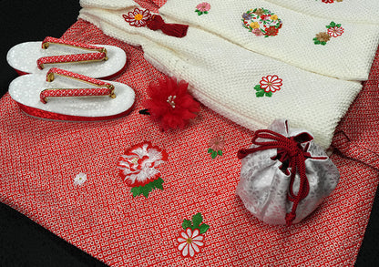 お宮参り 着物 女の子 正絹 祝着 初着 産着 のしめ 絞り 新品 j907