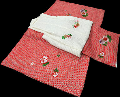 お宮参り 着物 女の子 正絹 祝着 初着 産着 のしめ 絞り 新品 j907