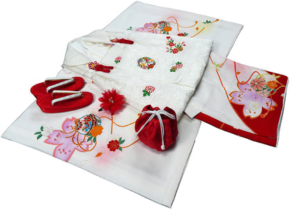 七五三 着物 3歳 女の子 正絹 着物 被布セット 新品 73jb1207