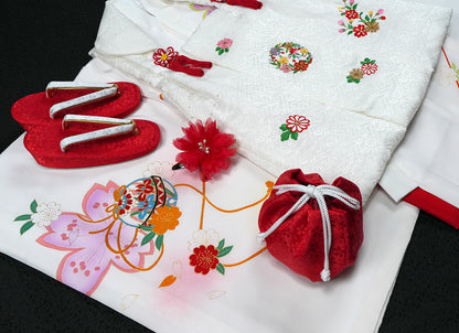 七五三 着物 3歳 女の子 正絹 着物 被布セット 新品 73jb1207
