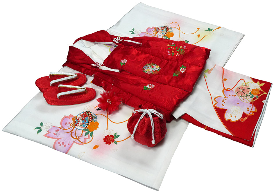 七五三 着物 3歳 女の子 正絹 着物 被布セット 新品 73jc1207