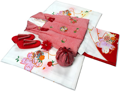 七五三 着物 3歳 女の子 正絹 着物 被布セット 新品 73jd1207