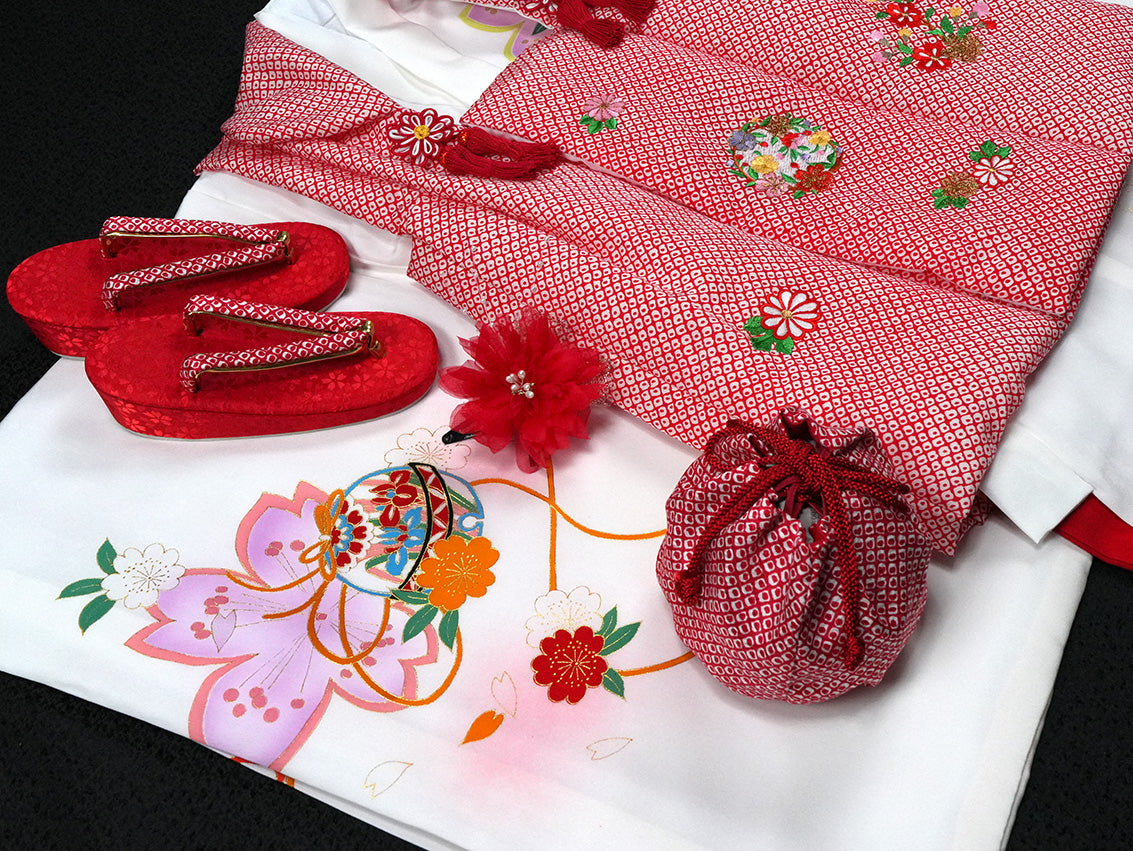 七五三 着物 3歳 女の子 正絹 着物 被布セット 新品 73jd1207