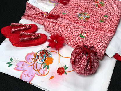 七五三 着物 3歳 女の子 正絹 着物 被布セット 新品 73jd1207