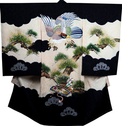 お宮参り 着物 男の子 男児祝着 正絹のしめ 初着 新品d2108