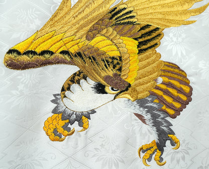 お宮参り着物 男の子 正絹 白地に黄金の鷹と宝尽くし 〜高貴なる白〜d2127