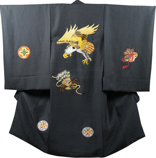 お宮参り 着物 男の子 男児祝着 正絹のしめ 初着 産着 新品d2145