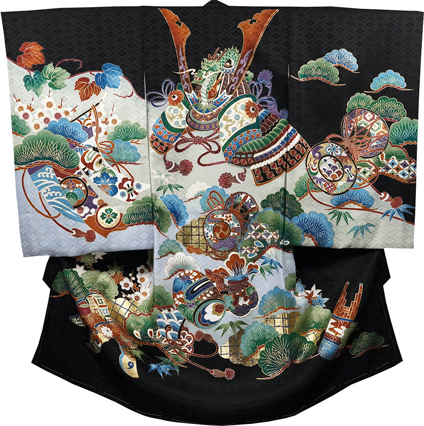 お宮参り 着物 男の子 男児祝着 正絹のしめ 初着 新品d32004