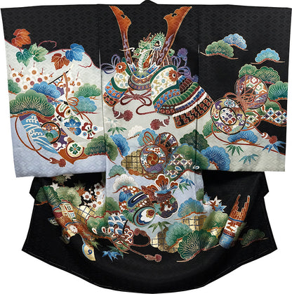 お宮参り 着物 男の子 男児祝着 正絹のしめ 初着 新品d32004