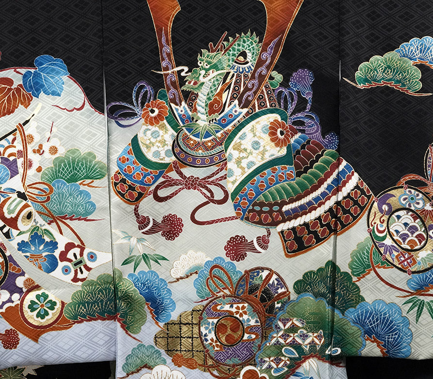 お宮参り 着物 男の子 男児祝着 正絹のしめ 初着 新品d32004