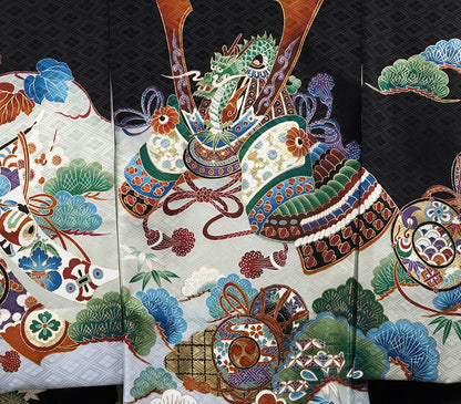 お宮参り 着物 男の子 男児祝着 正絹のしめ 初着 新品d32004