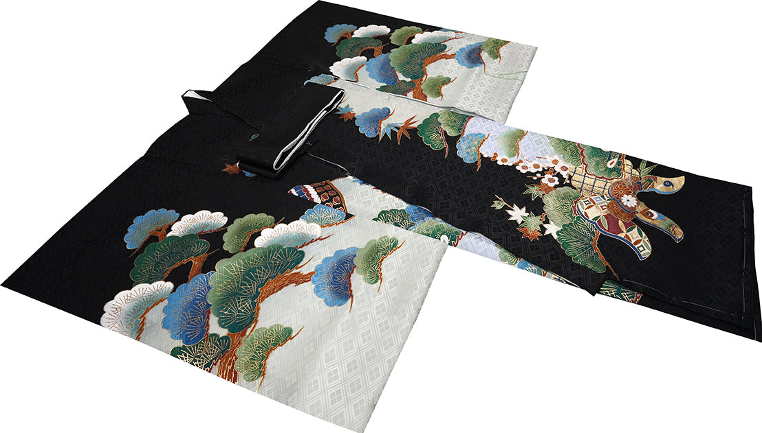 お宮参り 着物 男の子 男児祝着 正絹のしめ 初着 新品d32004