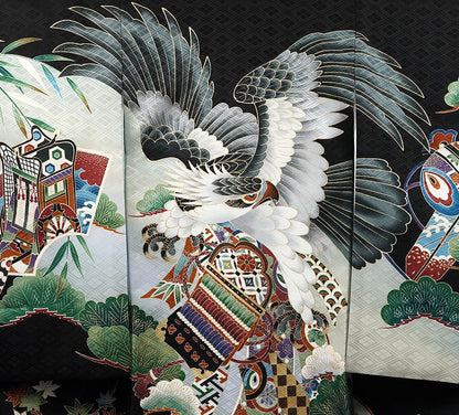 お宮参り 着物 男の子 男児祝着 正絹のしめ 初着 新品d32023