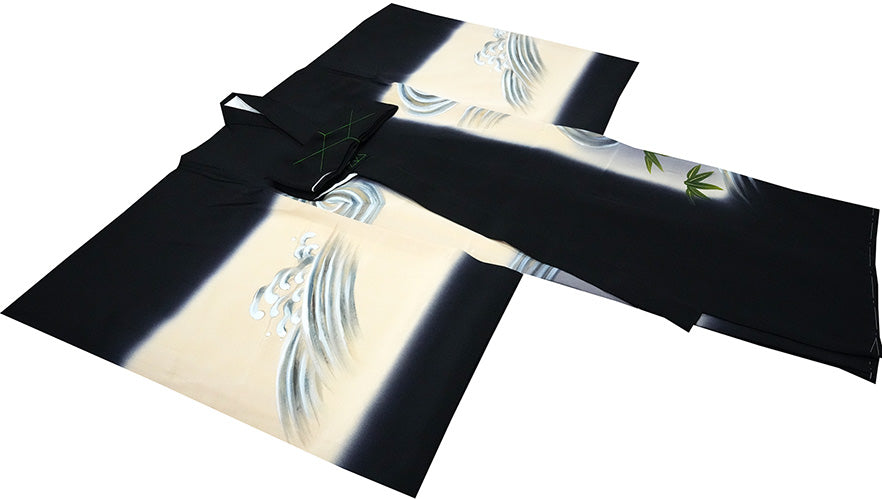 お宮参り着物 男の子 正絹 黒地に龍虎と竹 〜天の龍・地の虎〜d32039