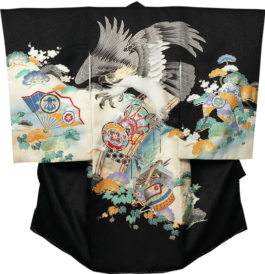 お宮参り 着物 男の子 男児祝着 正絹のしめ 初着 新品d32065