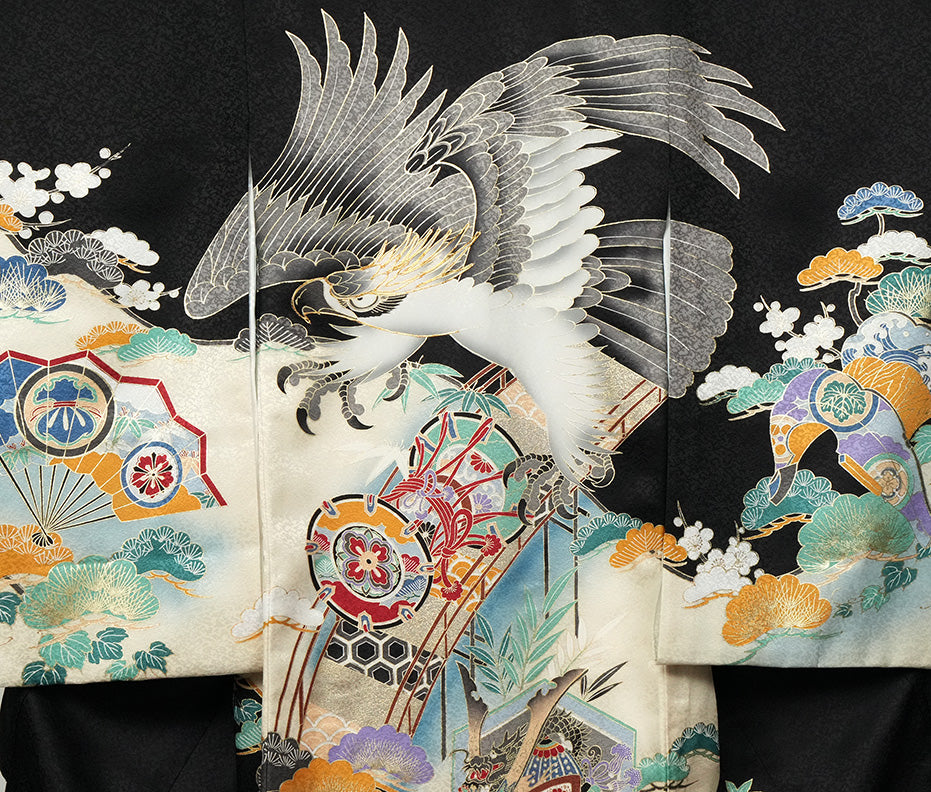 お宮参り 着物 男の子 男児祝着 正絹のしめ 初着 新品d32065