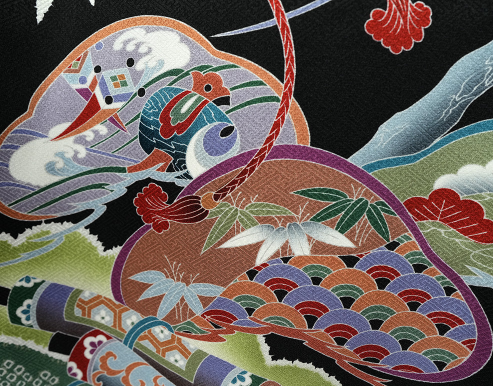 お宮参り 着物 男の子 男児祝着 正絹のしめ 初着 新品d53010