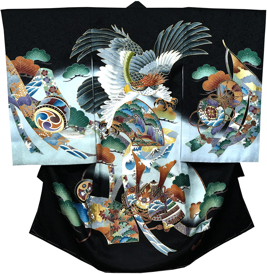 お宮参り 着物 男の子 男児祝着 正絹のしめ 初着 新品d53013