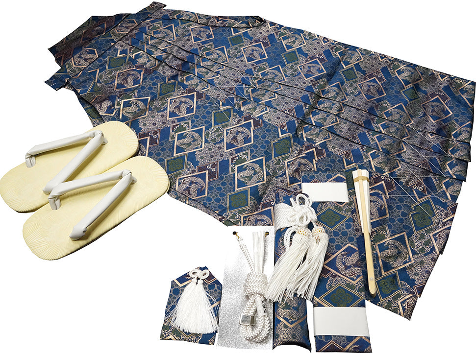 七五三 五歳 男児用 金襴袴セット 新品 7点セットhk122