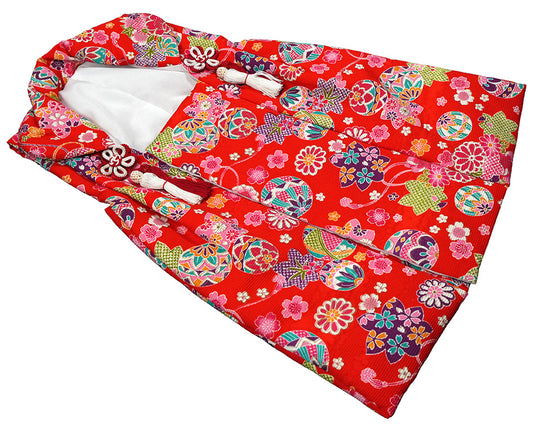 七五三着物 女児三歳用被布セット正絹 初節句 新品ht185