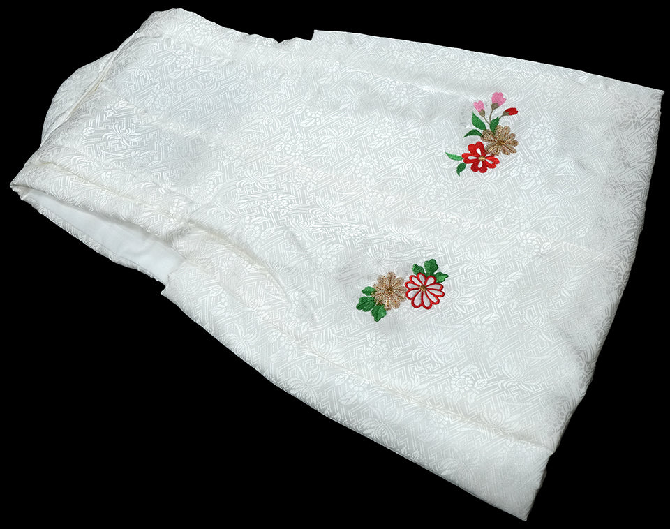 七五三 3歳 女の子 正絹 白 被布コート 小花刺繍 新品ht202