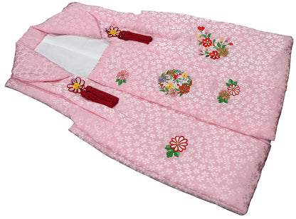 七五三 女児三歳用被布セット正絹 初節句 新品ht305