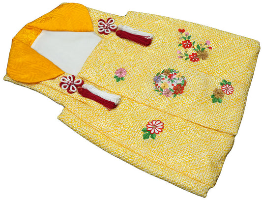 七五三 女児三歳用被布セット正絹 初節句 新品ht319