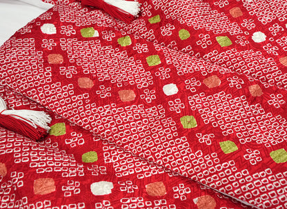 七五三 3歳 女の子 正絹 赤 被布コート 絞りht324