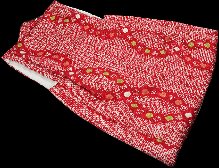 七五三 3歳 女の子 正絹 赤 被布コート 絞りht324