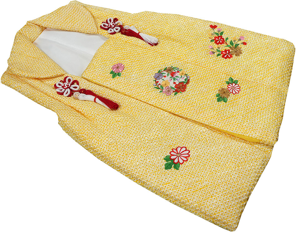 七五三 女児三歳用 被布コート  正絹 絞り 新品ht326