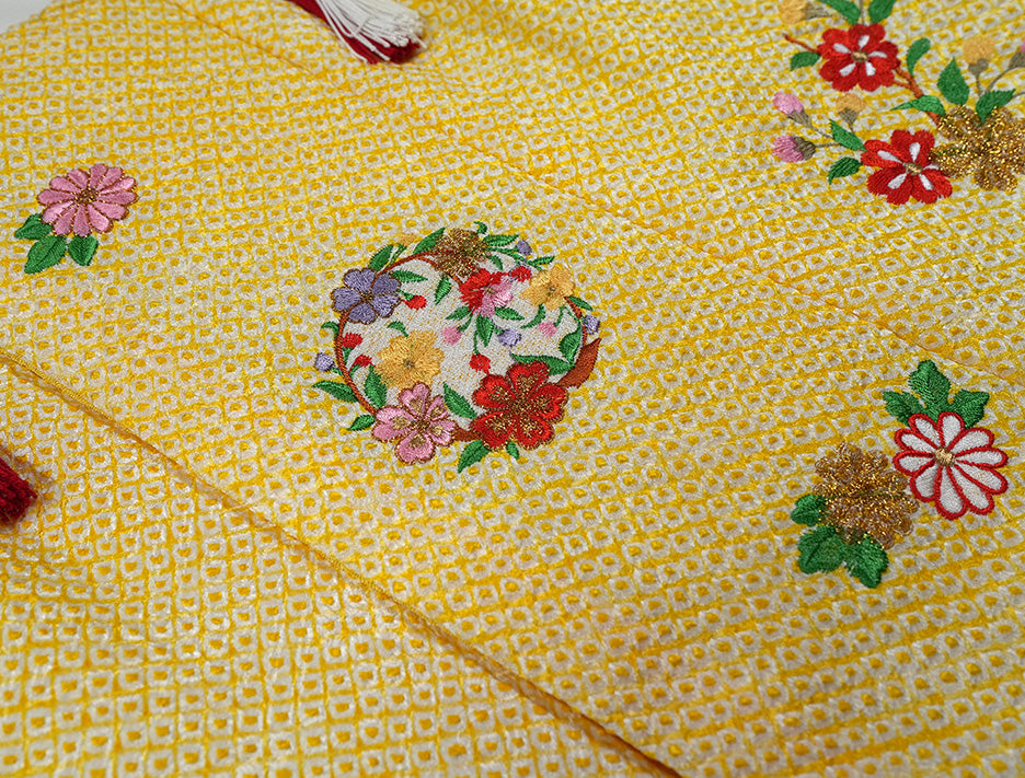 七五三 女児三歳用 被布コート  正絹 絞り 新品ht326