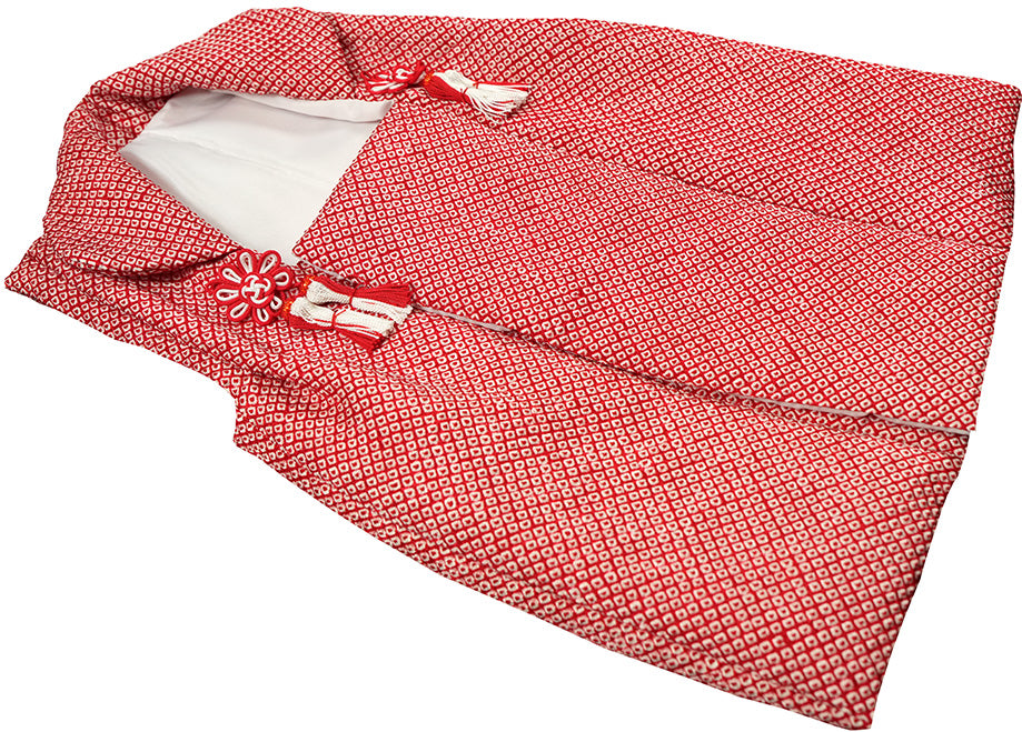 七五三 3歳 女の子 正絹 赤 被布コート 絞り 新品ht330