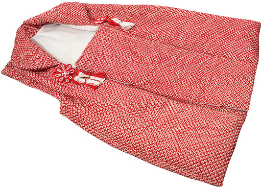 七五三 3歳 女の子 正絹 赤 被布コート 絞り 新品ht330