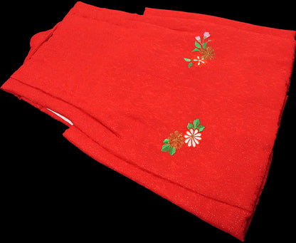 七五三 3歳 女の子 正絹 赤 被布コート 小花刺繍ht334