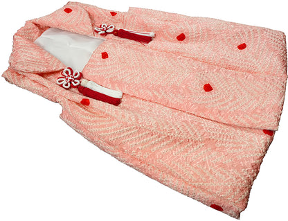 七五三 3歳 女の子 正絹 ピンク 被布コート 絞り 新品ht337
